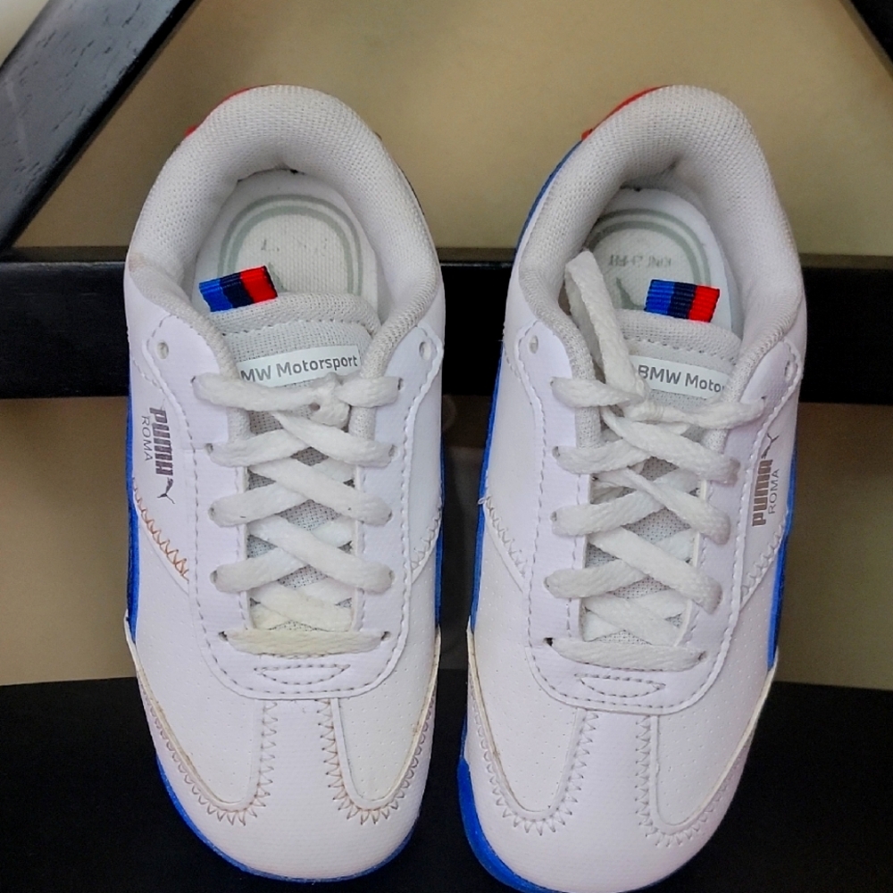 PUMA Kids BMW Motorsport White and Blue Shoes